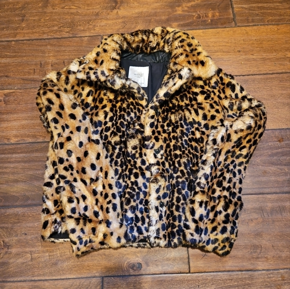 Zara Leopard Print Faux Fur Jacket